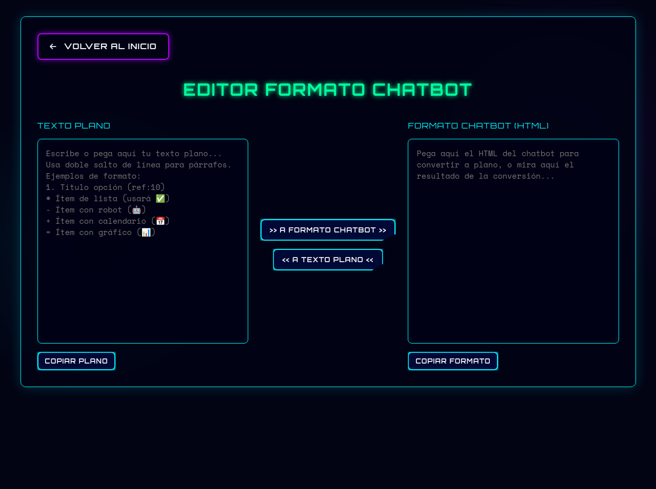 Editor HTML del Chatbot